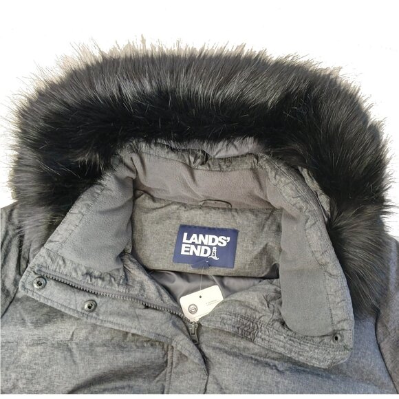 Land's End Women's 600 Down Winter Coat in Grey Heather w/ Hood 3X PETITE Plus - Picture 9 of 11
